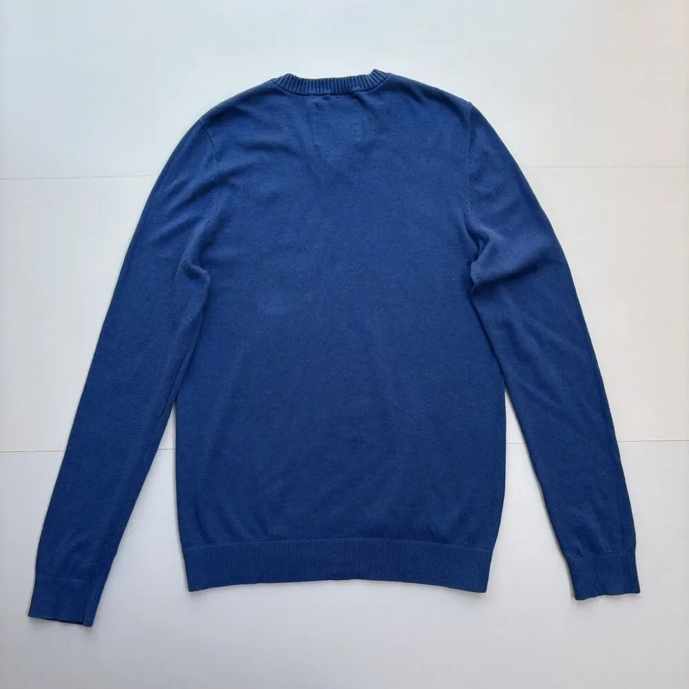 Abercrombie & Fitch Sweater Men Medium Blue V Neck Cotton Wool Cashmere Y2K